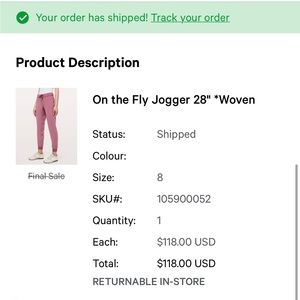 Lululemon On The Fly Joggers